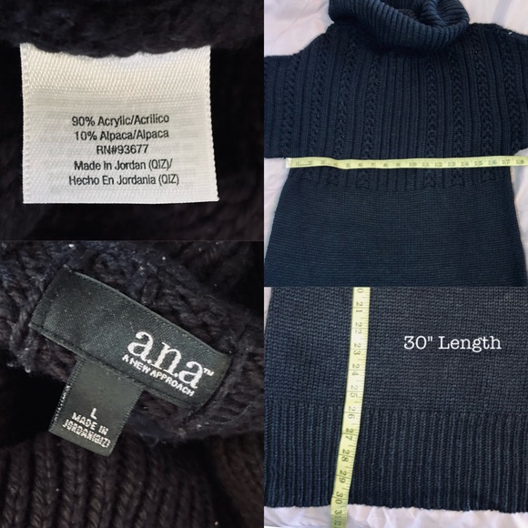 ana Black Cowl Neck Cable Knit Mini Sweater Dress - Picture 2 of 3
